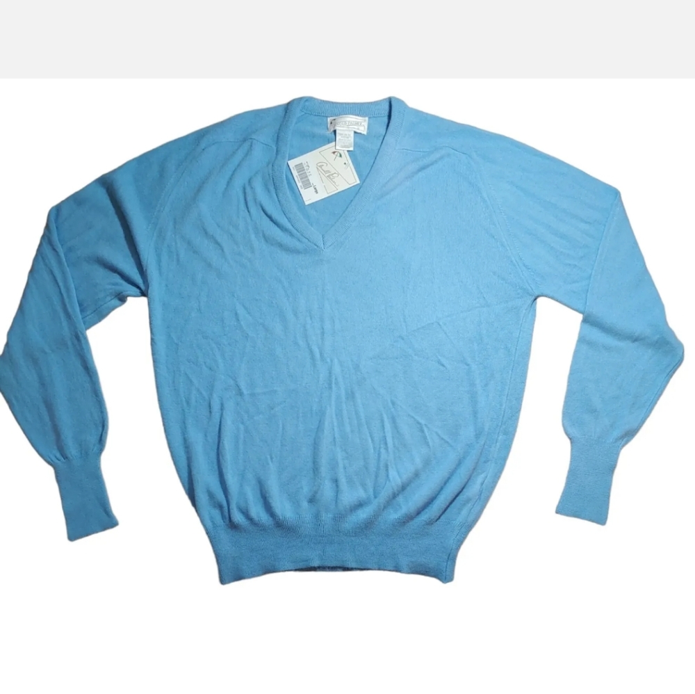 Vintage Arnold Palmer Golf Sweater Men Lg 80s Baby Blue Eclectic Grandpa V-neck